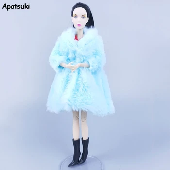 Kék téli bunda ruhák Barbie baba ruhákhoz Kabátkabát 1/6 BJD babákhoz Kiegészítők Játékok gyerekeknek DIY ajándékok