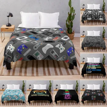 Gaming Throw takaró Fiú Gamer takaró ágyhoz kanapé kanapé dekoráció gyerek videojáték gamepad polár lány szuperpuha meleg plüss takaró