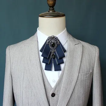 2024 Férfi nyak gallér ing csokornyakkendő strassz nyakkivágás Üzleti esküvői öltöny Cravat Chic karácsonyi nyakkendő Egyenruha szalagos csokornyakkendő
