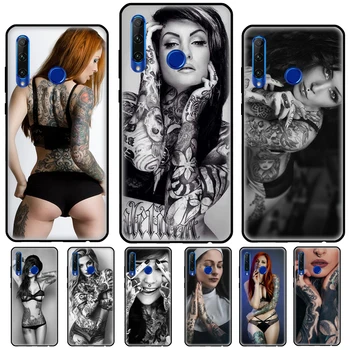 Szexi ujjú tetováló lány Phone Case For Honor Magic 5 4 Lite 50 70 90 8X 9X 10 Lite X6 X7 X8 X9 X8a X9a hátlap