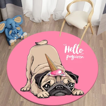 Aranyos szőnyeg rajzfilm kutya kerek szőnyeg padlószőnyeg nappali szőnyeg szőnyeg gyerekszoba dekoráció poliészter szőnyeg szőnyeg ajándékok játszószőnyeg