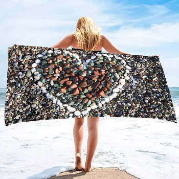 3D Beach Kavicsos textúra strandtörölköző,homokmentes strandtakaró szuperkönnyű vékony törölköző uszodához,jóga edzőtermi sportok