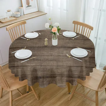Fa textúra Foltos repedésfa textúra Vízálló terítő Esküvői otthoni konyha Étkező Asztal dekoráció Kerek asztalhuzat