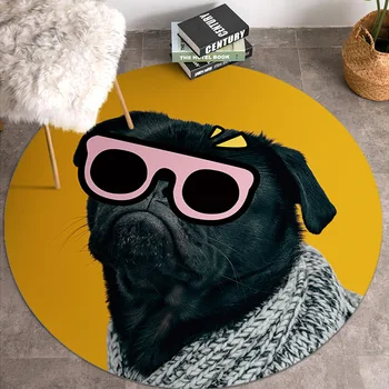 Rajzfilm Aranyos kutya kerek szőnyegek nappaliba Állatminta Játszótér Szőnyegek Szalon Hálószoba padlószőnyegek Csúszásgátló gyermek szőnyeg